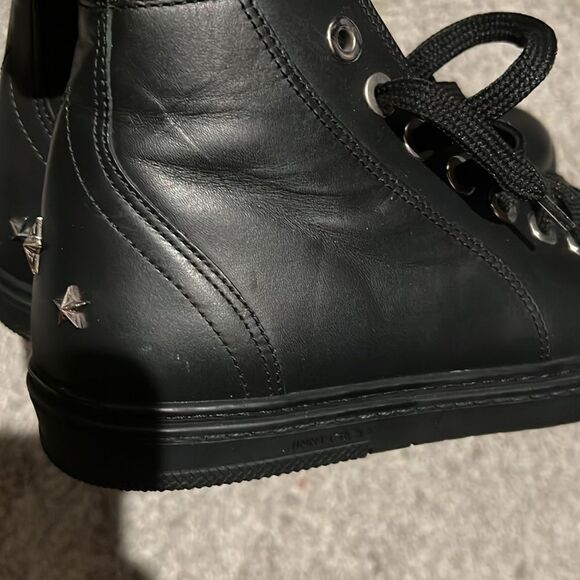 Women’s Jimmy Choo Colt Star Studdedd Leather High Top Tennis Shoes - Picture 6 of 11